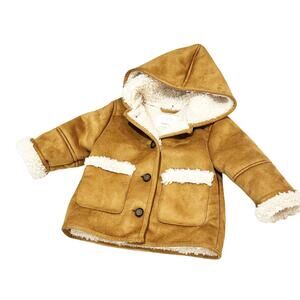 Zara Baby Shearling Hooded Coat sz 12-18 months Tan Coat